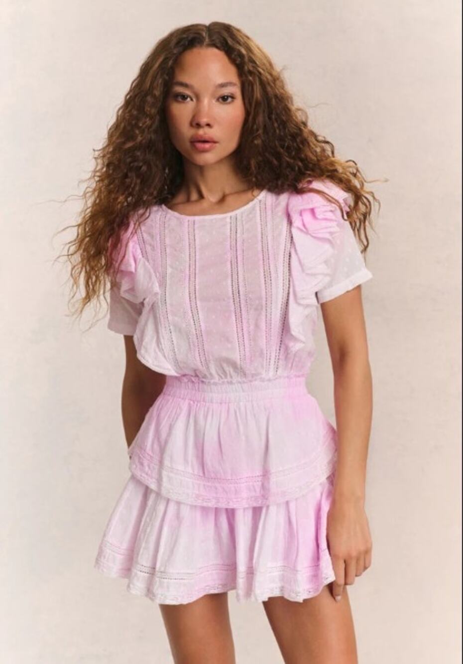 LoveShackFancy Natasha Heritage Mini Dress Pink Sz P (00)Fairy Whimsy Boho